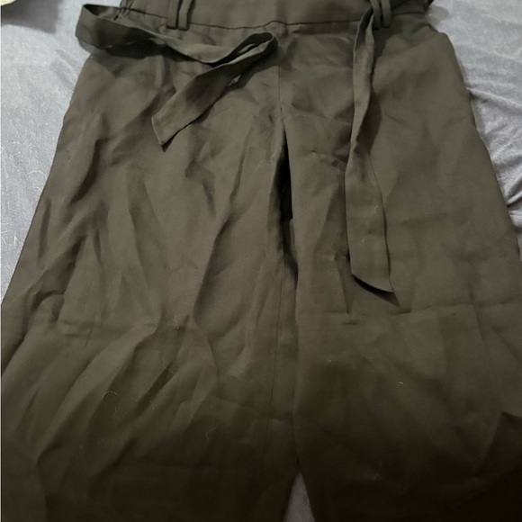 Black High-Waisted Pants with Belt linen nwot - Picture 2 of 6